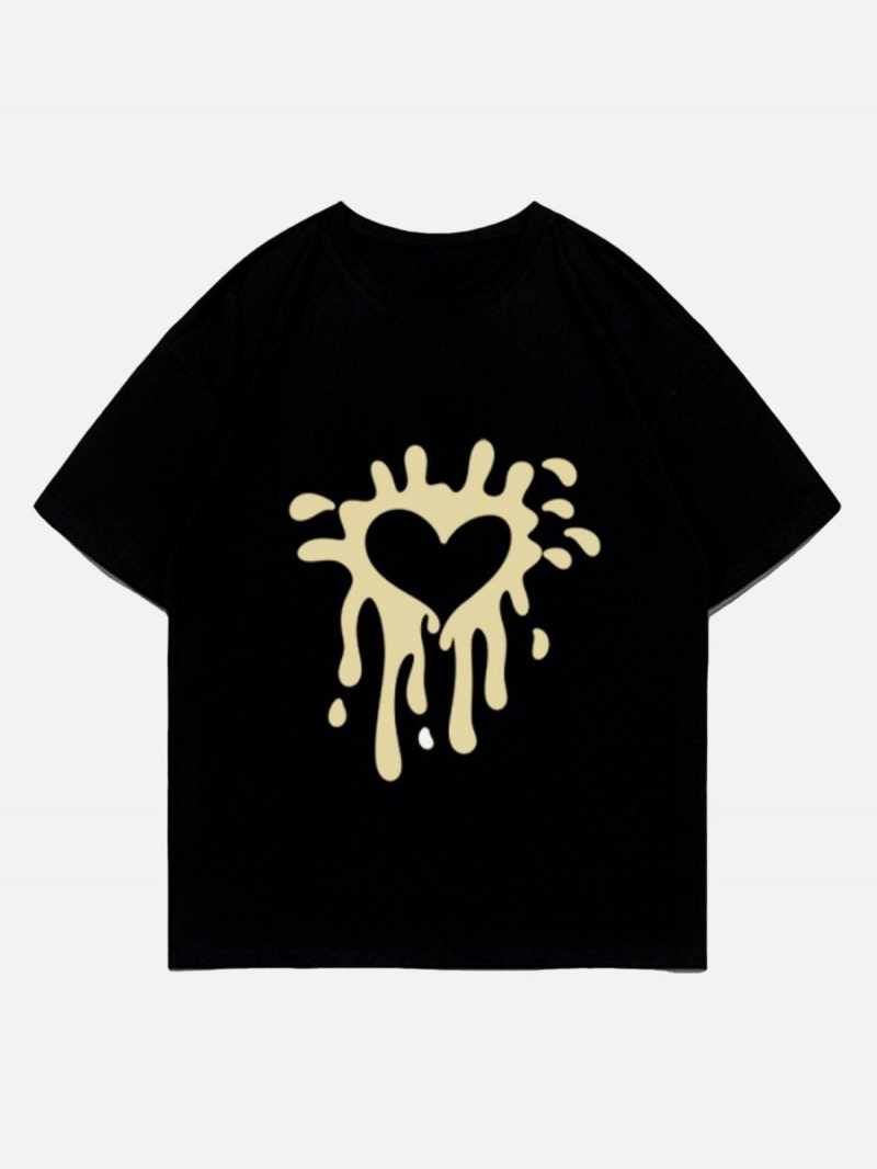 T Shirts Aelfric Eden Heart Graffiti Print Tee Marron | WFV-70937669